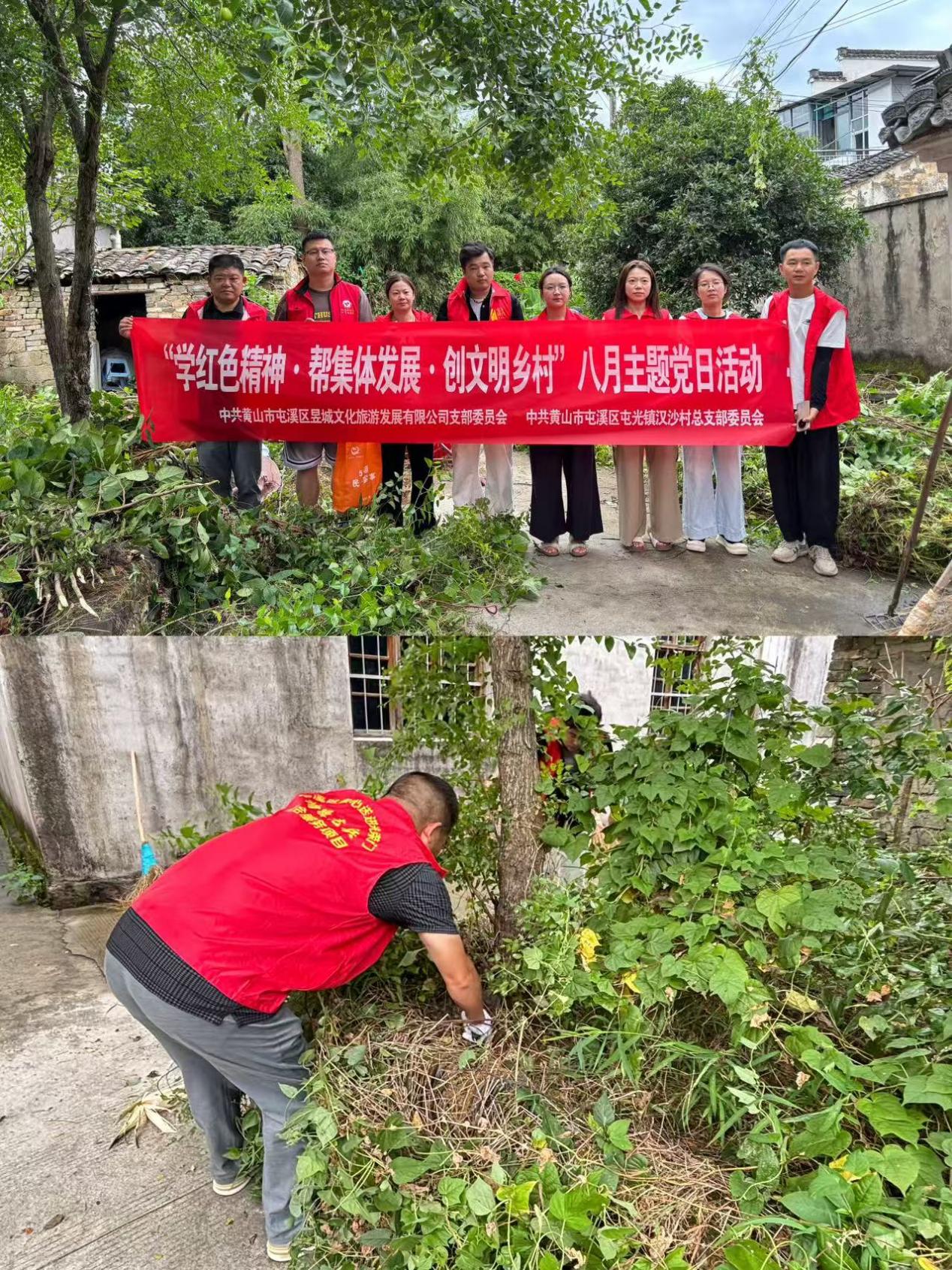 屯溪區國投集團開展“黨員先行扮靚家園 攜手共治美好環境”“學紅色精神 幫集體發展 創文明鄉村”等主題黨日活動